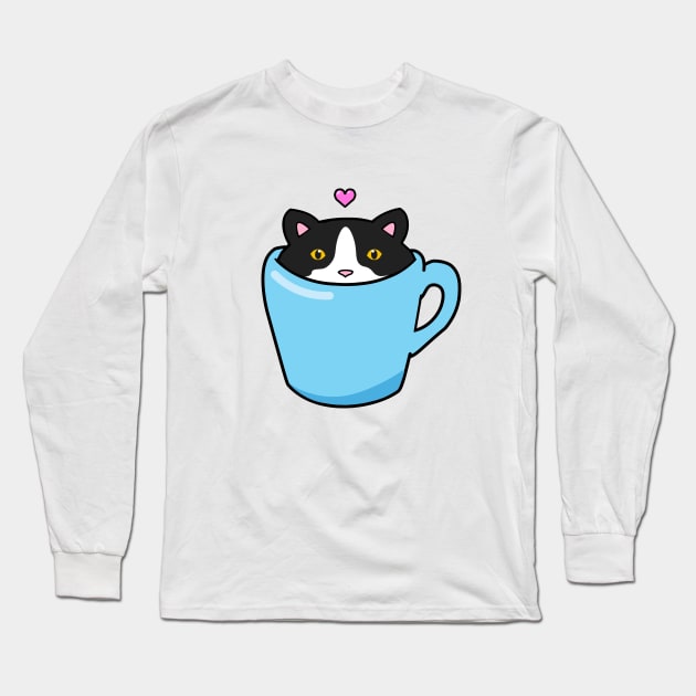 Cat Valentines day tuxedo cat Long Sleeve T-Shirt by Purrfect
